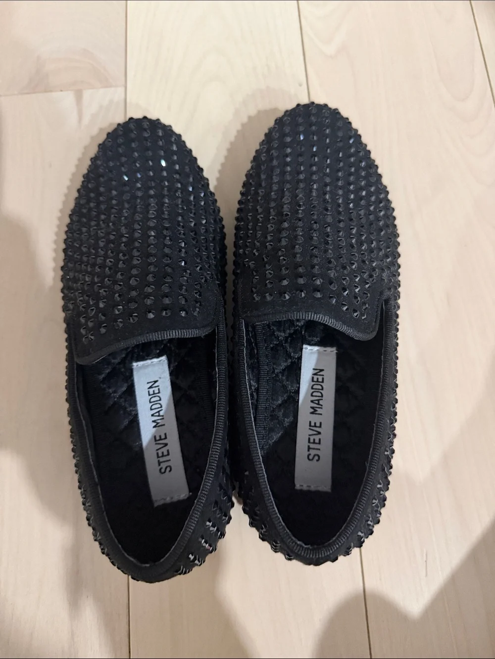 Steve Madden Black Studded Slip-On Loafers